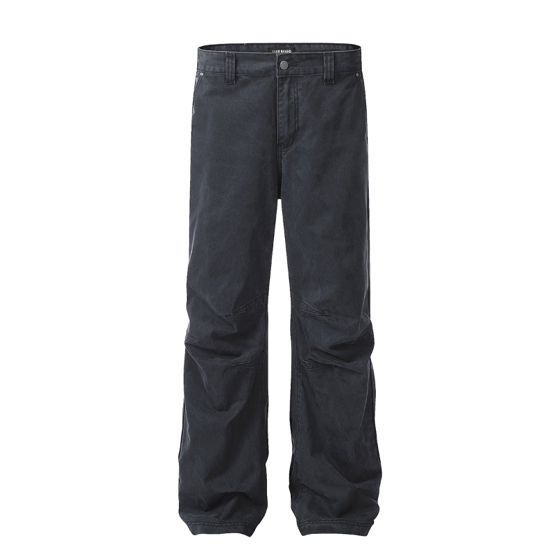 Men's women's smoke grey bootcut jeans - unisex relaxed fit utility pockets cargo pants