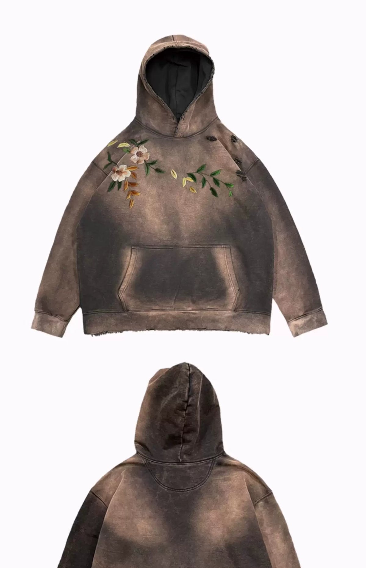 Distressed Vintage Floral Branch Hoodie