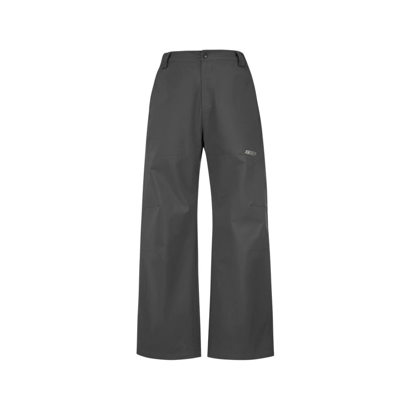 Women's men's outdoor water-repellent trousers - Dark gray wide leg high waist casual pants with button zip belt loops