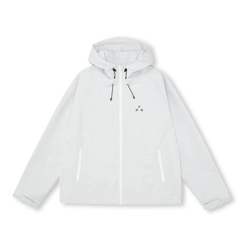 Men's women's waterproof outdoor jacket - Coconut white windbreaker rain coat with white zipper pockets | Stain resistant lightweight hiking jacket