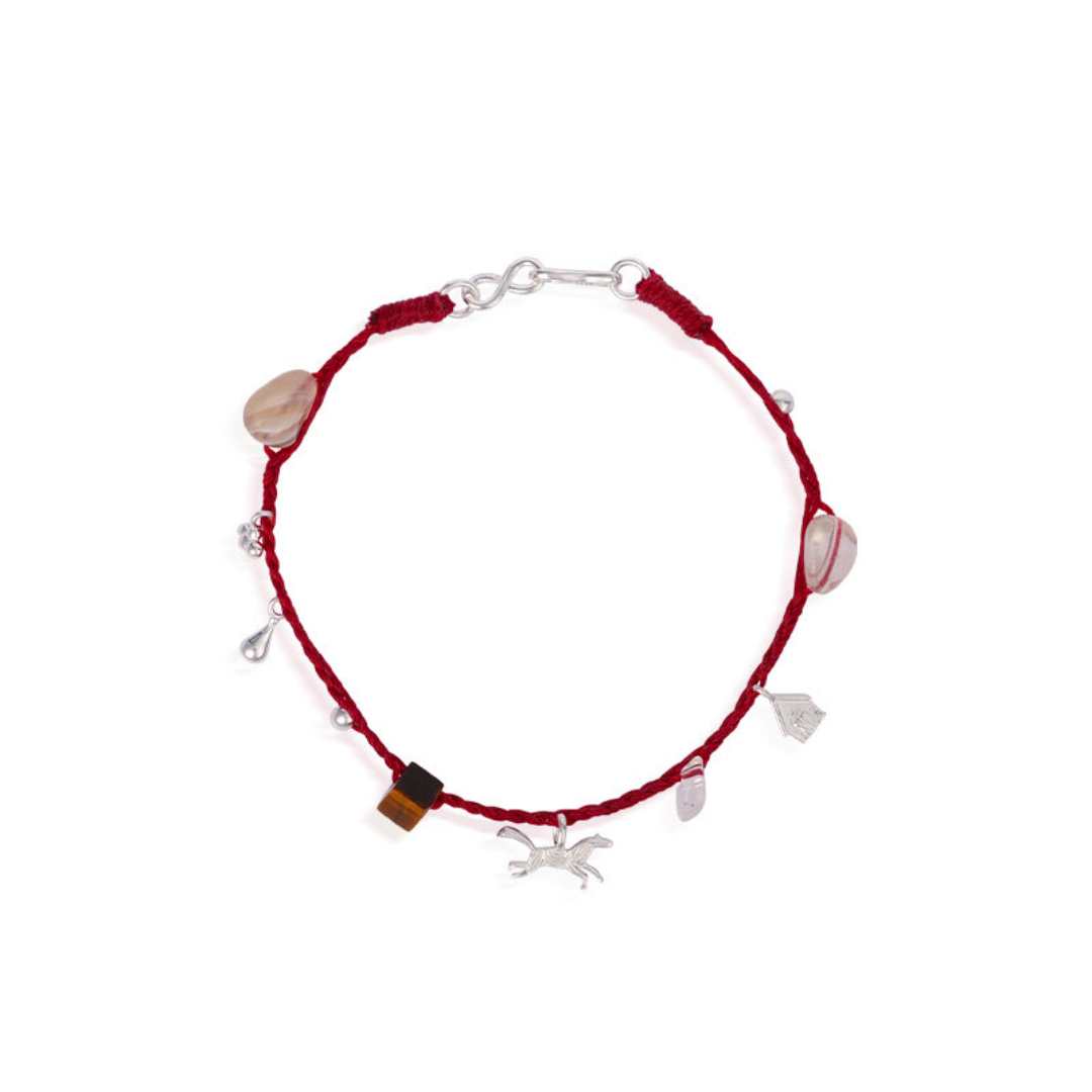 Log Cabin Pony Red Cord Necklace & Bracelet