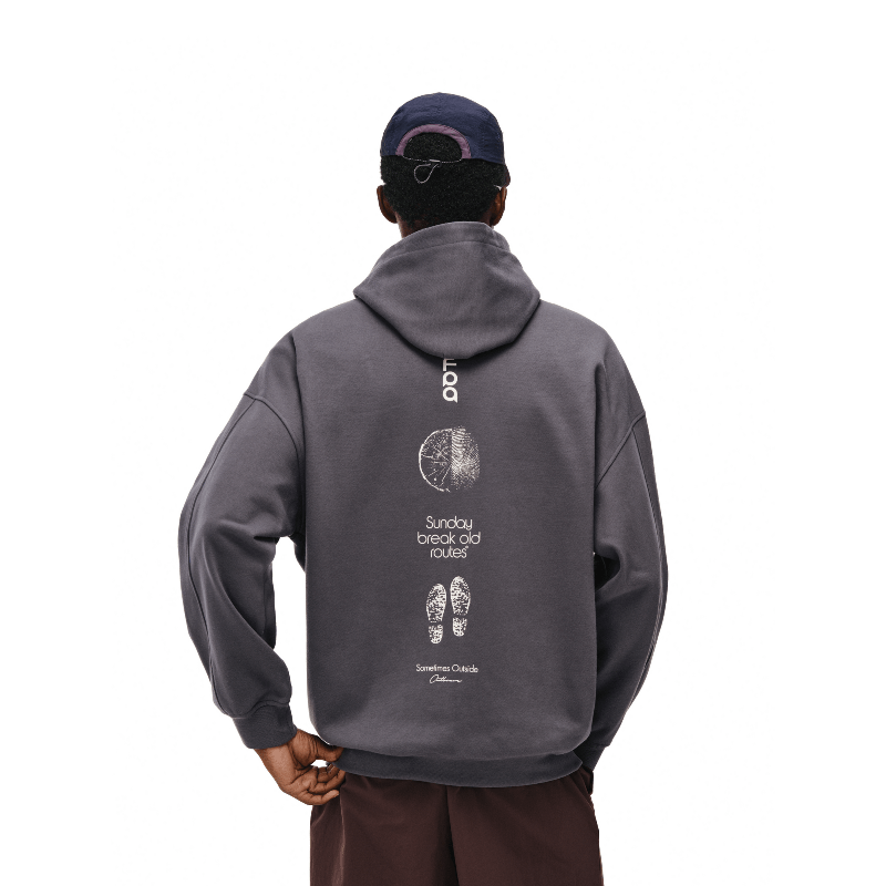 Men's women's outdoor print hoodie outfit - with burgundy shorts streetwear casual style
