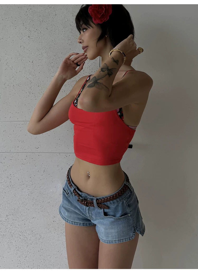 Low Rise Retro Denim Shorts