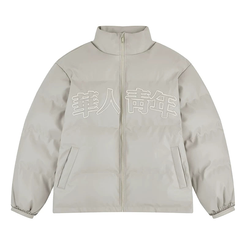Kapuzen-Steppjacke mit Logo-Patch