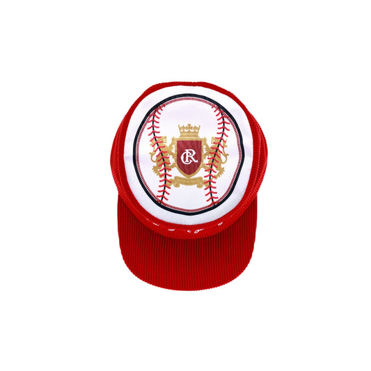 Red Corduroy Flat Top Baseball Cap