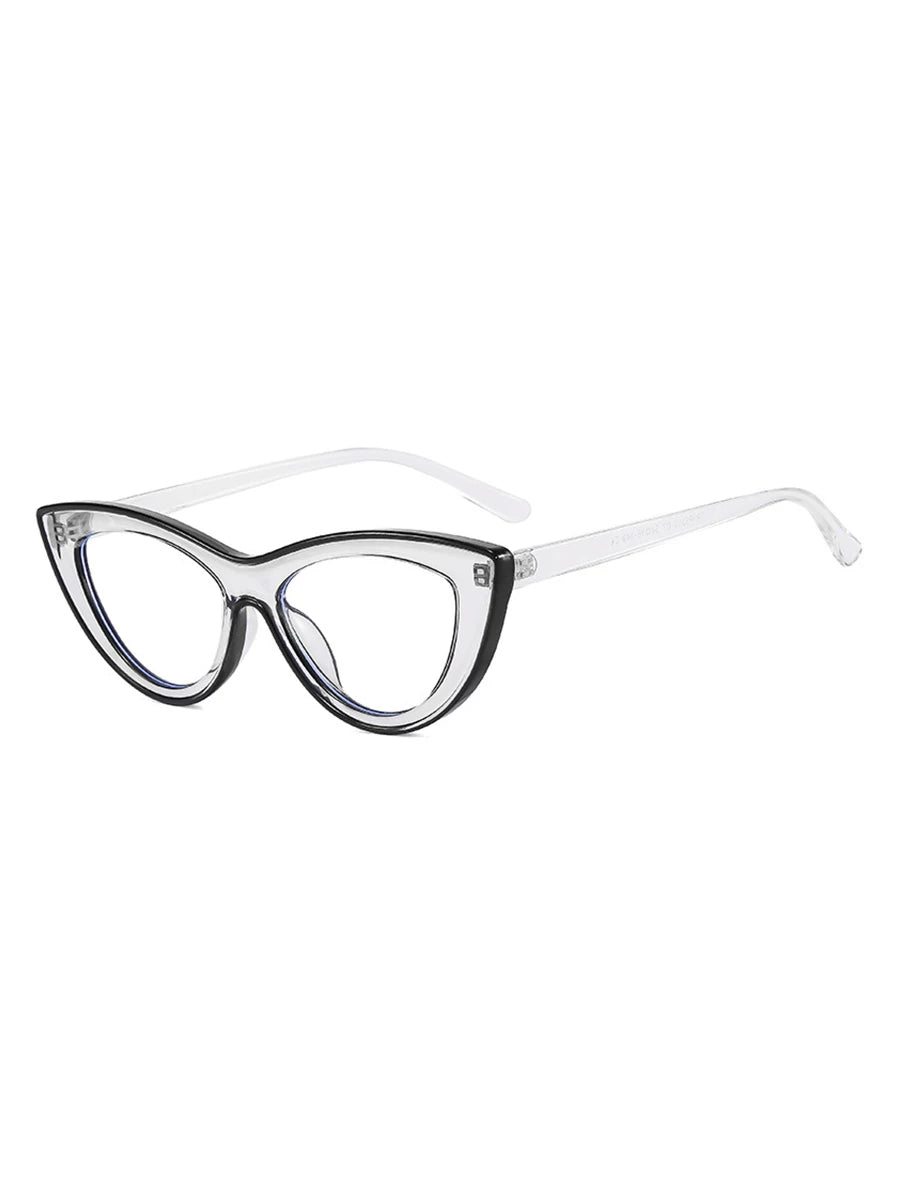 Dreieckige Retro-Cat-Eye-Brille — Farben: transparent, schwarz