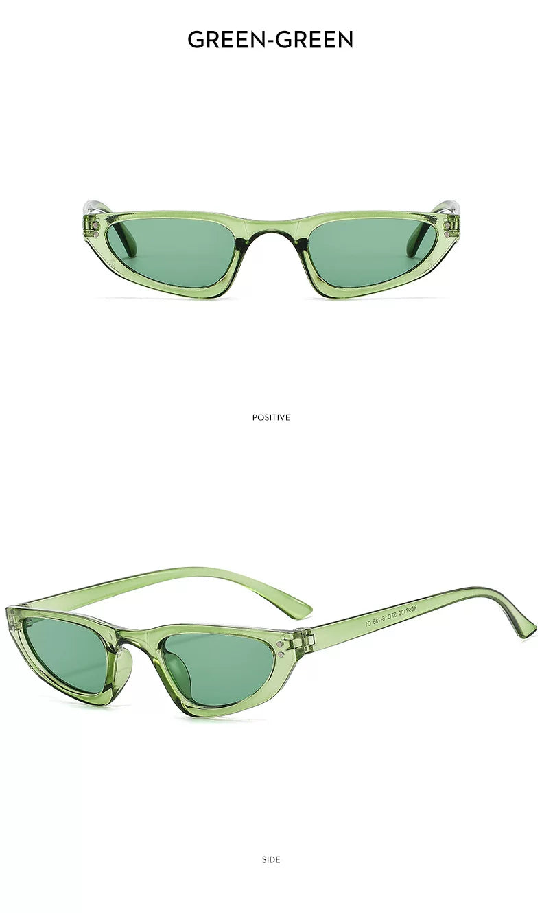 Petites lunettes de soleil triangulaires — coloris transparent, vert