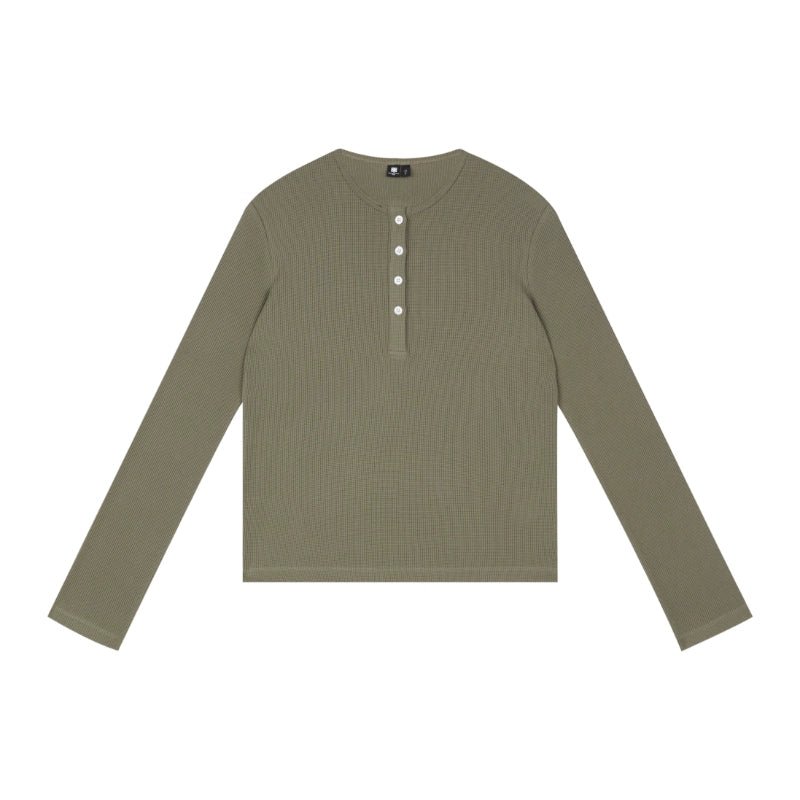 Slim Waffle-Knit Henley Shirt