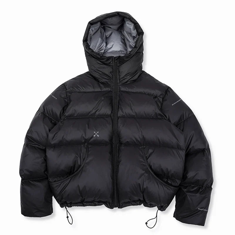 Hooded Puffer Jacket, cropped hooded quilted front view