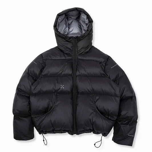 Hooded Puffer Jacket, cropped hooded quilted front view