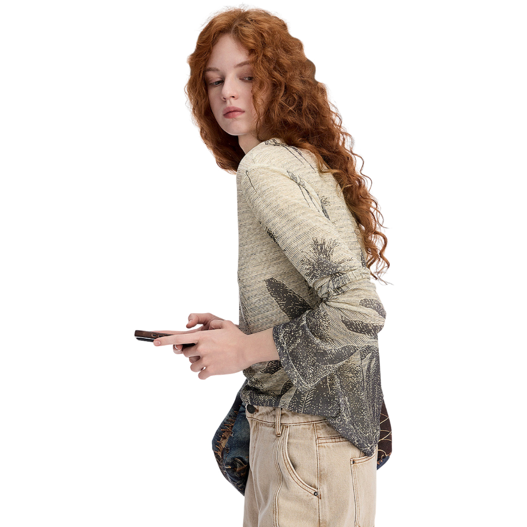 Loose Fit Stretch Rainforest Print T-Shirt