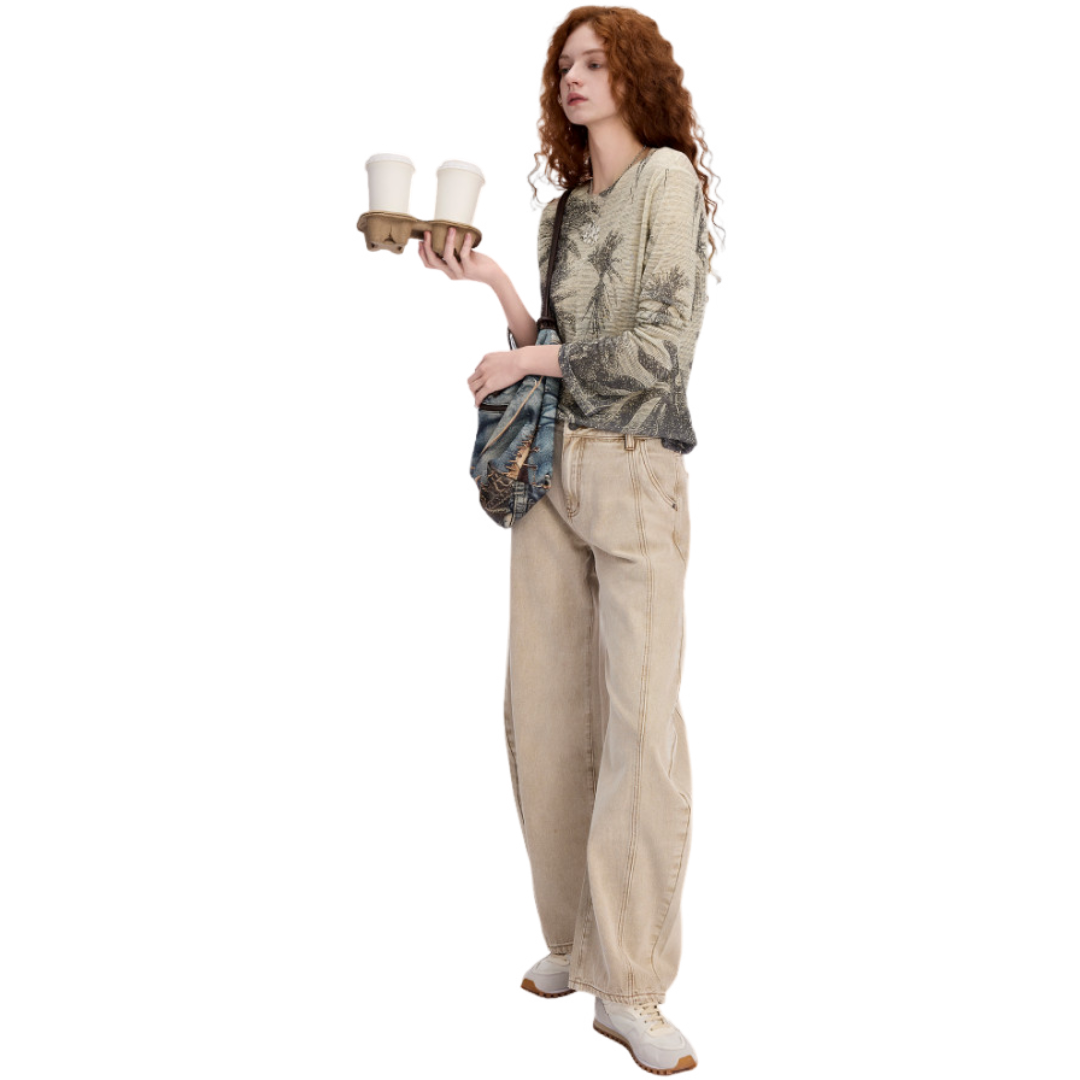 Loose Fit Stretch Rainforest Print T-Shirt