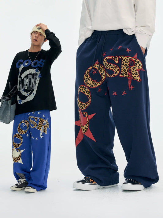 Graphic Star Embroidered Sweatpants blue and navy duo