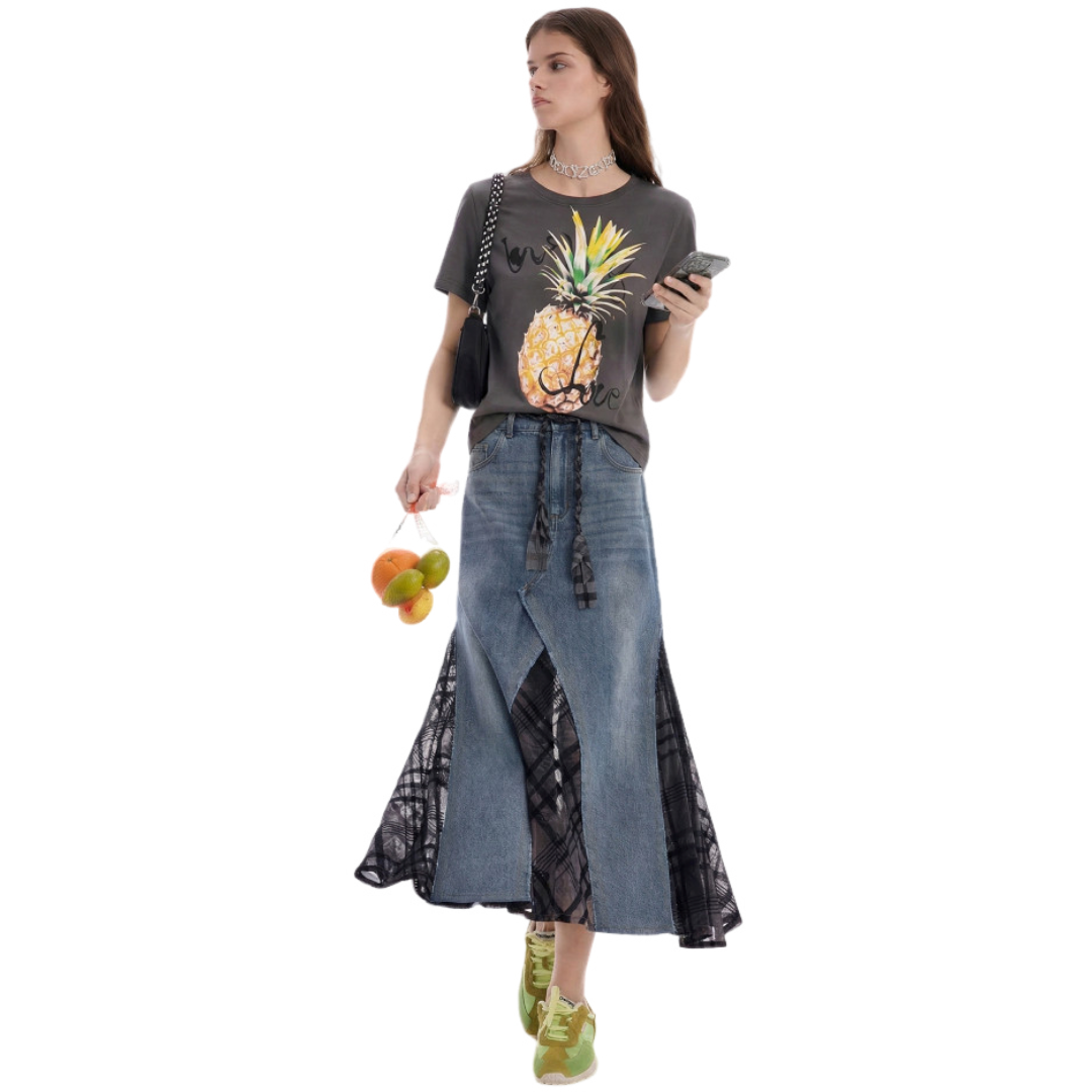 Pineapple Fruit Print Short Sleeve T-Shirt