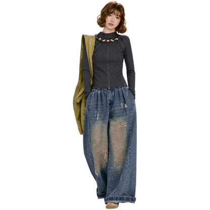 Retro-Y2K-Langarmshirt mit Cut-Outs