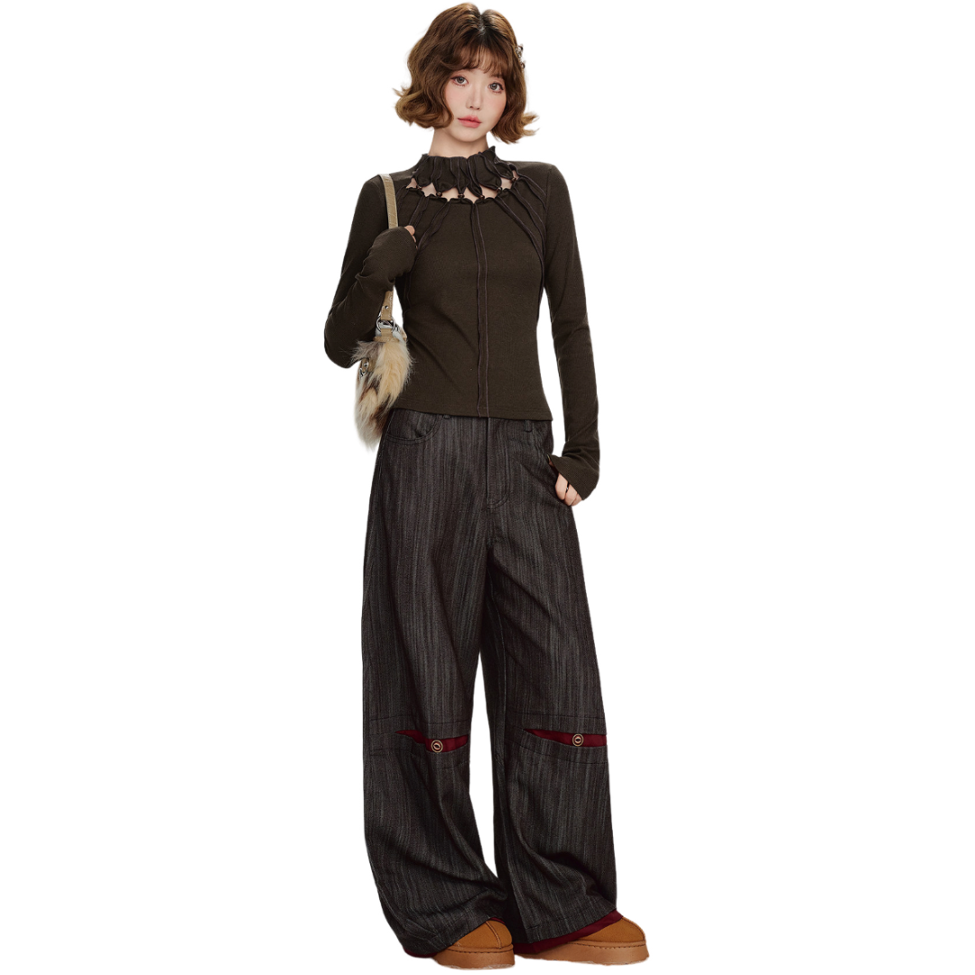 Retro Cut-Out Long Sleeve Top - view 7