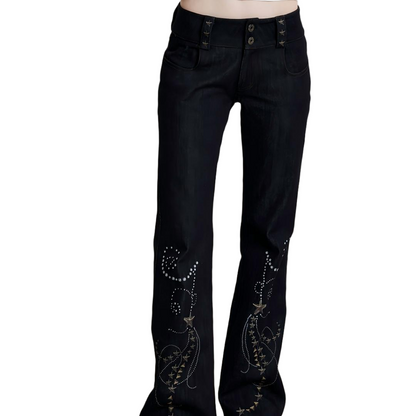 Y2K Subculture Graphic Slim Flare Jeans - view 1