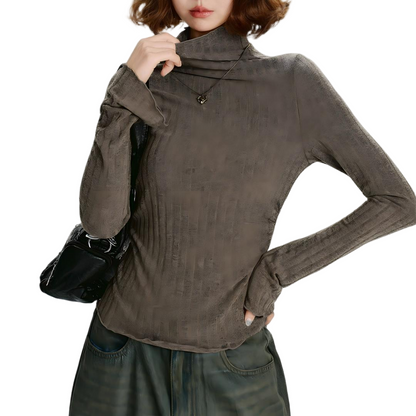 Mock Neck Long Sleeve Fitted Layering Top - view 1