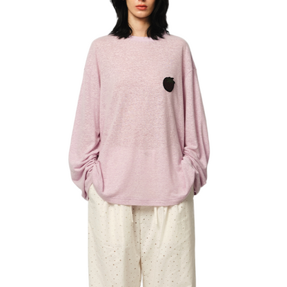 Strawberry Embroidered Oversized Long Sleeve Tee - view 1