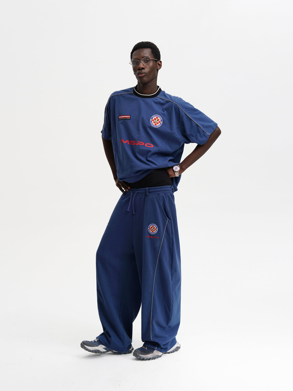 MASONPRINCE Embroidered Curved-Leg Sweatpants