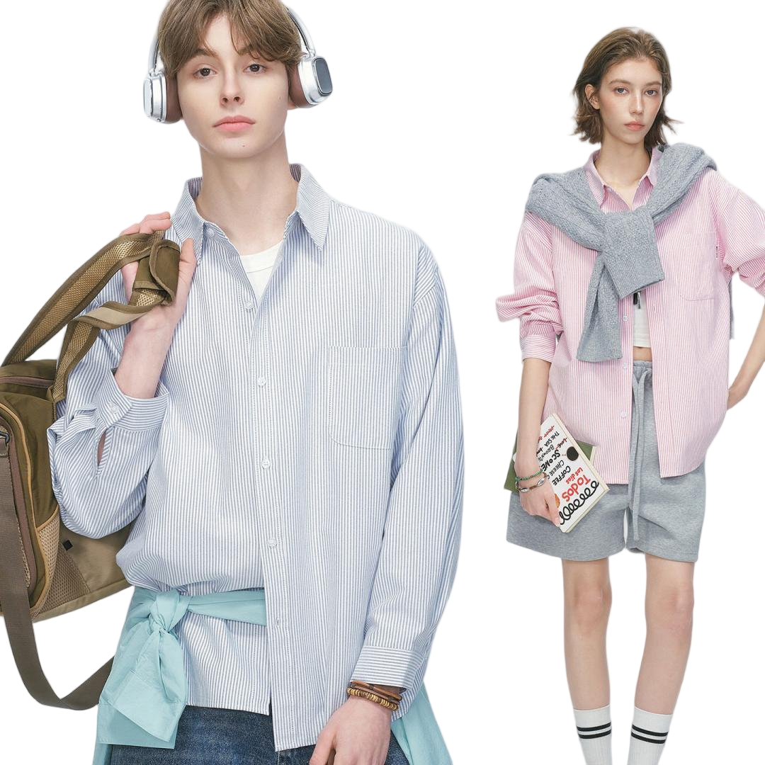 Pink Stripe Relaxed Fit Button Down Shirt - view 1