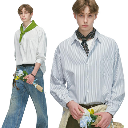 Striped Long Sleeve Button Down Shirt - view 1