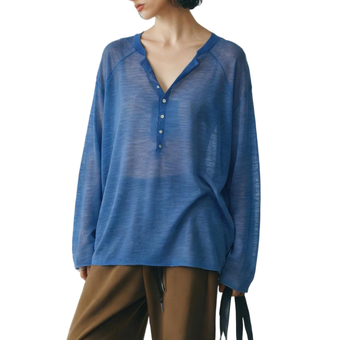 Oversized Drop Shoulder Sheer Long Sleeve Tee - view 1