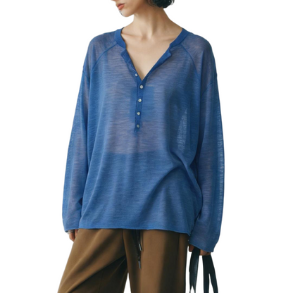 Oversized Drop Shoulder Sheer Long Sleeve Tee - view 1