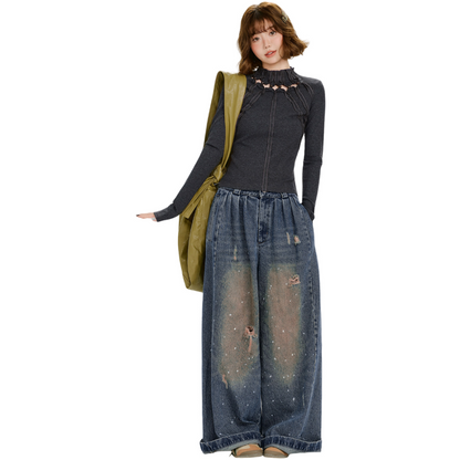 Retro-Y2K-Langarmshirt mit Cut-Outs