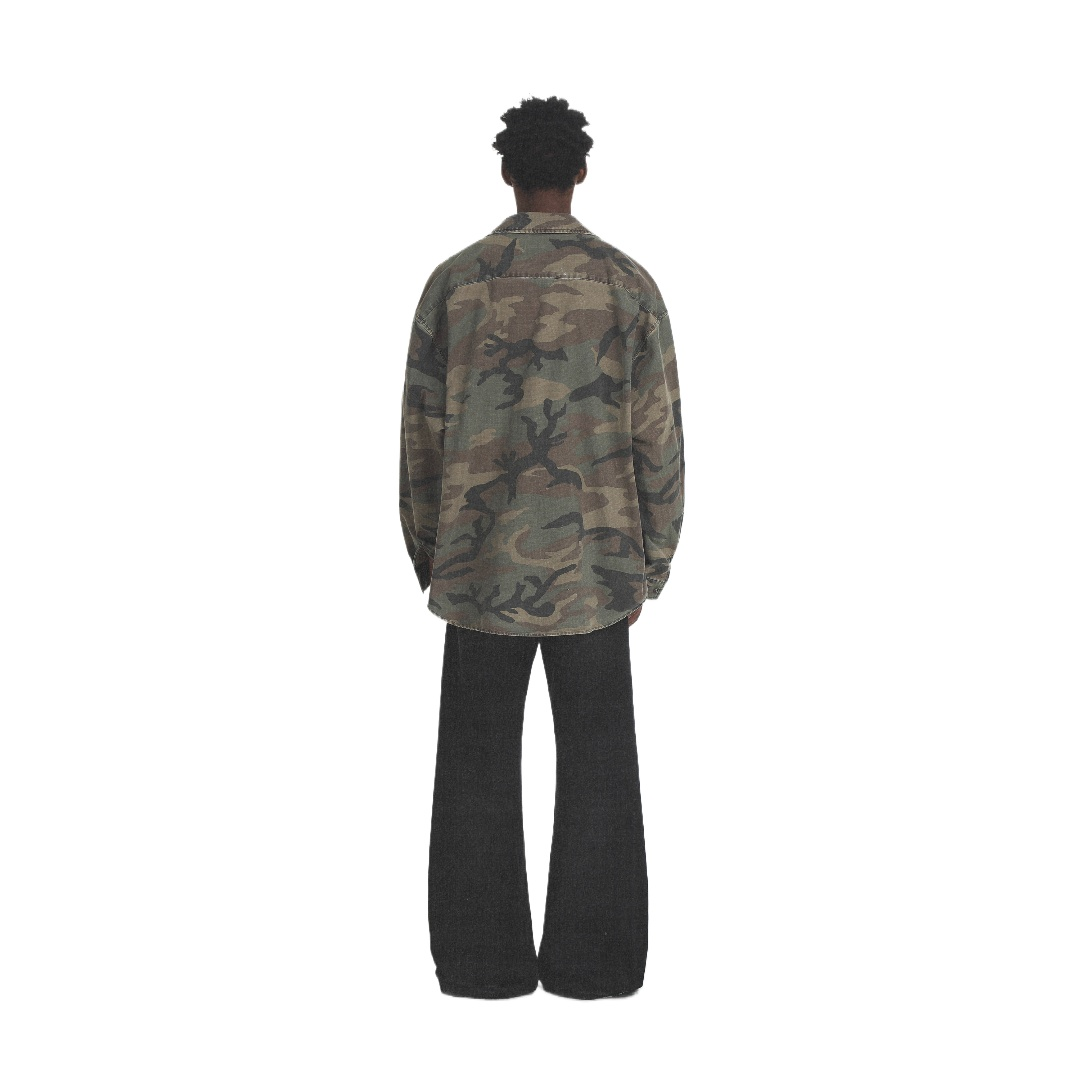Cotton Splatter Camo Long Sleeve Shirt Jacket