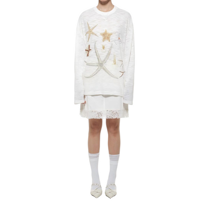 Rhinestone Graphic Oversized Long Sleeve Tee - view 2