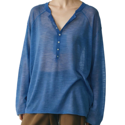 Oversized Drop Shoulder Sheer Long Sleeve Tee - view 2