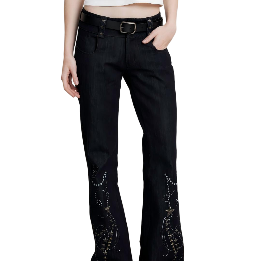Y2K Subculture Graphic Slim Flare Jeans - view 2