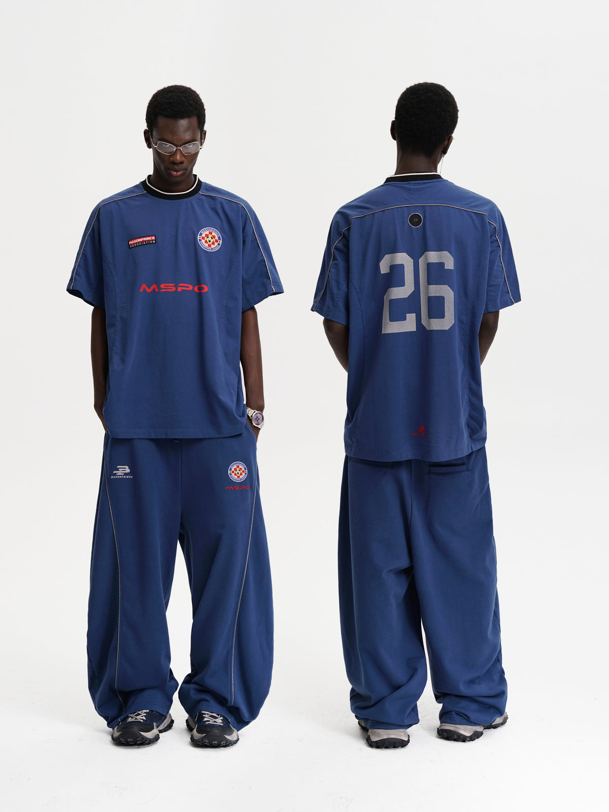 MASONPRINCE Embroidered Curved-Leg Sweatpants