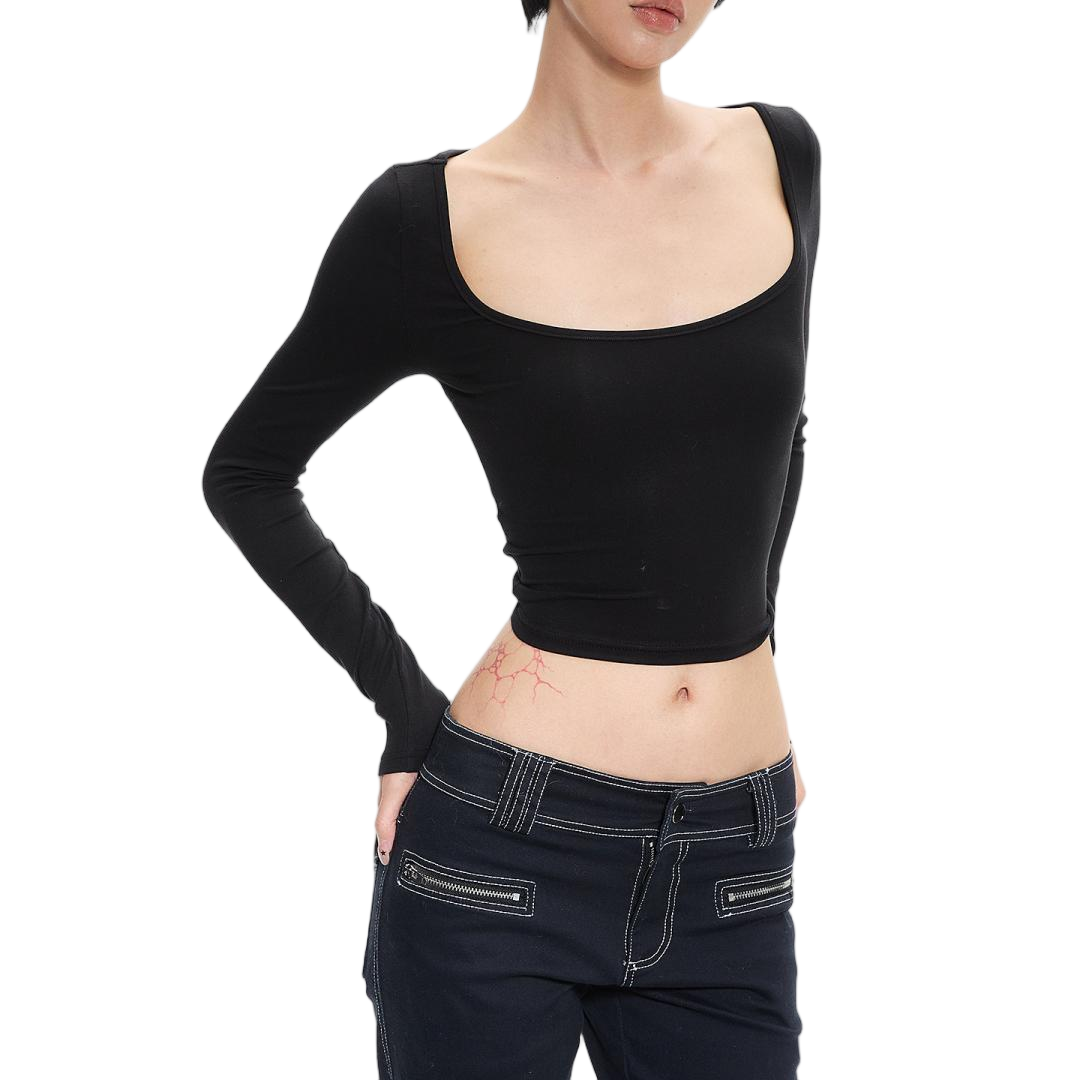 Backless Knot Front Square Neck Slim Fit Top - view 3