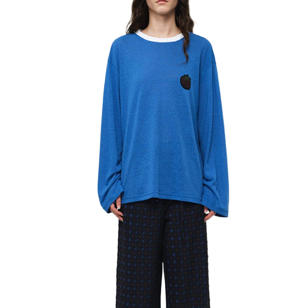 Strawberry Embroidered Oversized Long Sleeve Tee - view 2