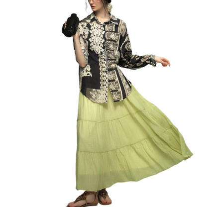 Lace Detail Oversized Linen Blend Shirt - view 3