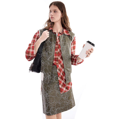Embroidered Faux Leather Vest - view 3