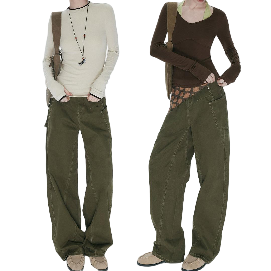 Asymmetrical Pocket Tapered Cargo Pants - view 2