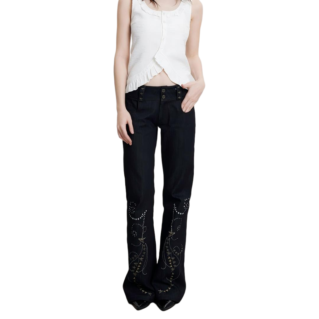 Y2K Subculture Graphic Slim Flare Jeans - view 3