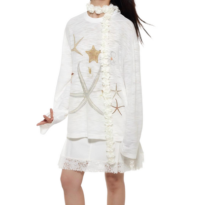 Rhinestone Graphic Oversized Long Sleeve Tee - view 3