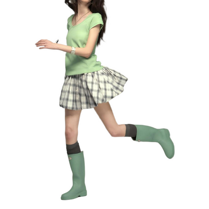 Crinkle Gingham Shell Appliqué Mini Skirt - view 2