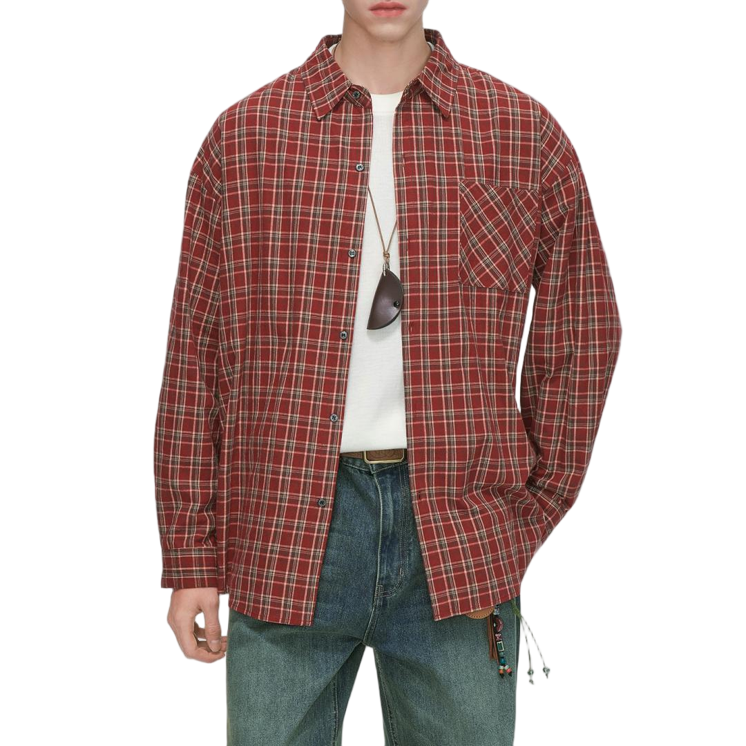 Red Flannel Long Sleeve Button Down Shirt - view 3