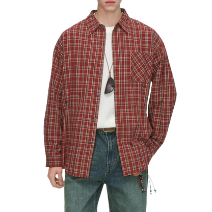 Red Flannel Long Sleeve Button Down Shirt - view 3