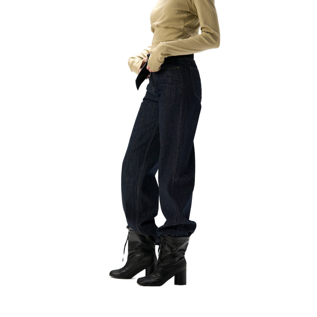 Mid-Rise Straight Wide Leg Jeans