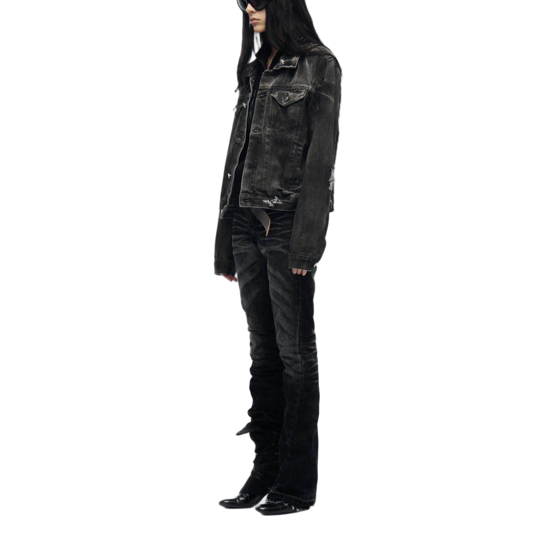 Deconstructed Ripped Tapered Jeans - view 3