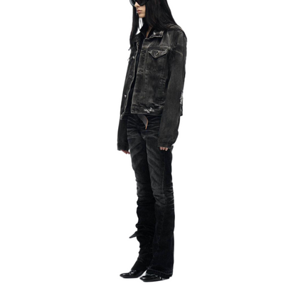 Deconstructed Ripped Tapered Jeans - view 3