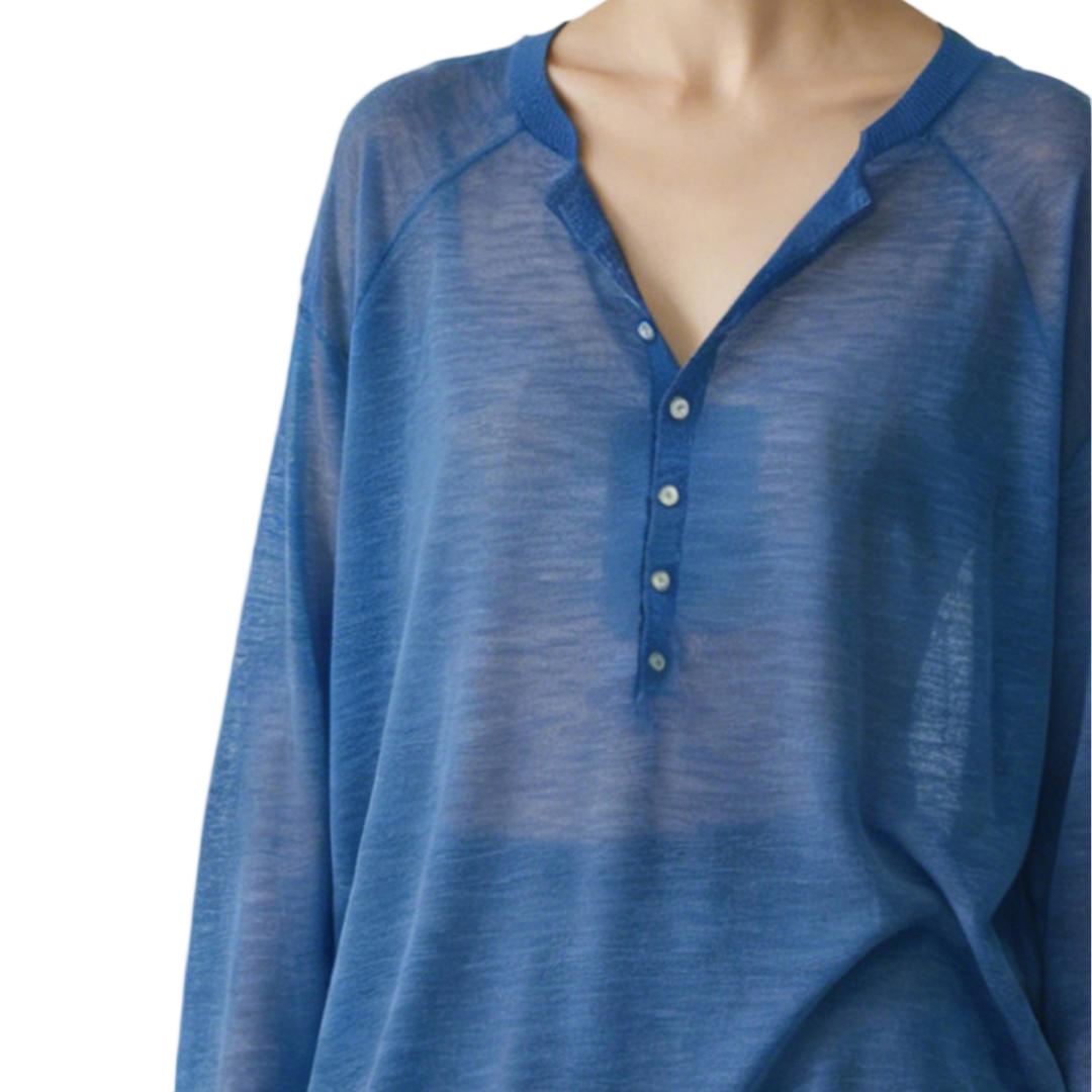 Oversized Drop Shoulder Sheer Long Sleeve Tee - view 3