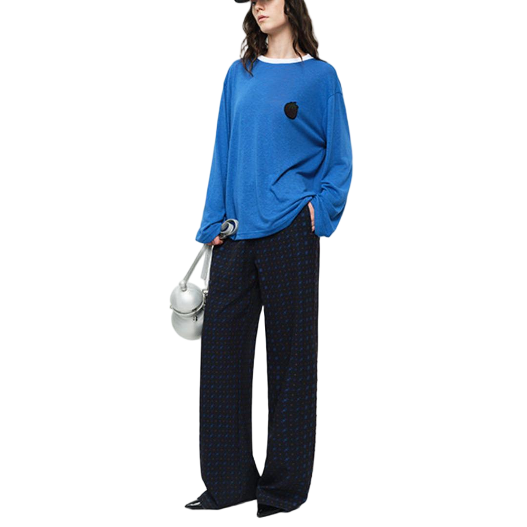 Strawberry Embroidered Oversized Long Sleeve Tee - view 3