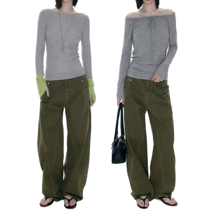 Asymmetrical Pocket Tapered Cargo Pants - view 3